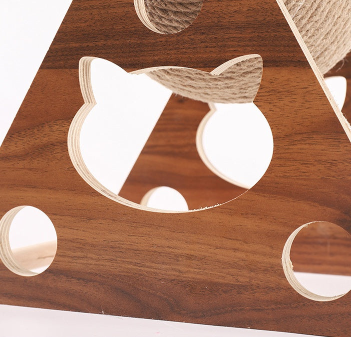 Cat Scratcher Sisal Rope Ball Cat Scratching Post, Wood Stand Anti-Scratch Toy For Cats