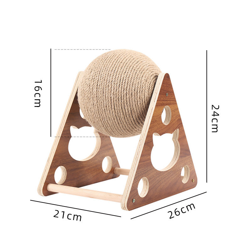Cat Scratcher Sisal Rope Ball Cat Scratching Post, Wood Stand Anti-Scratch Toy For Cats