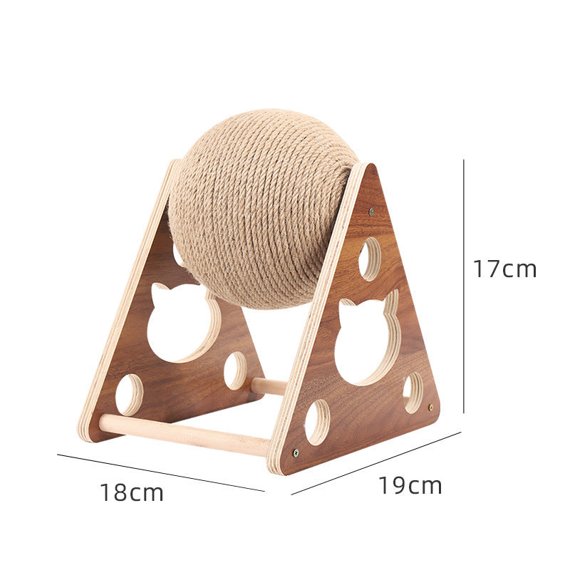 Cat Scratcher Sisal Rope Ball Cat Scratching Post, Wood Stand Anti-Scratch Toy For Cats