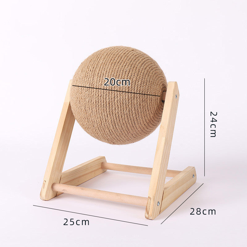 Cat Scratcher Sisal Rope Ball Cat Scratching Post, Wood Stand Anti-Scratch Toy For Cats