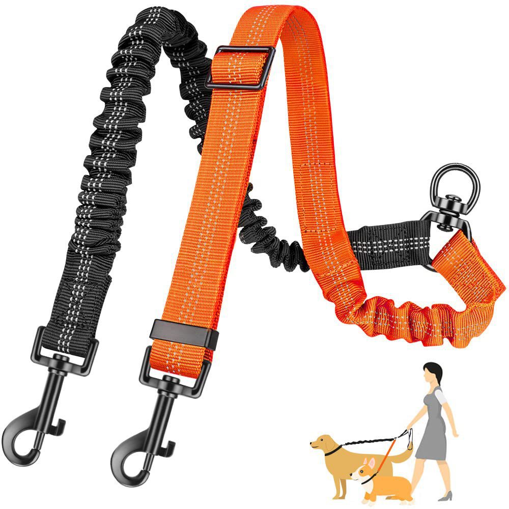 Retractable One For Two Dog Rope Leash