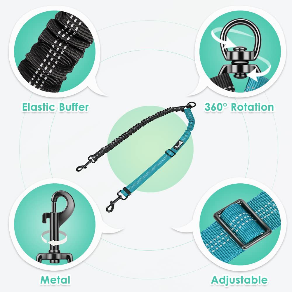 Retractable One For Two Dog Rope Leash