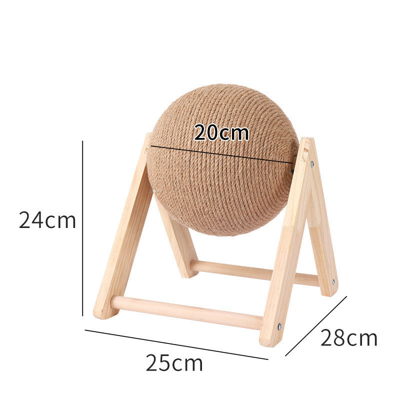 Cat Scratcher Sisal Rope Ball Cat Scratching Post, Wood Stand Anti-Scratch Toy For Cats